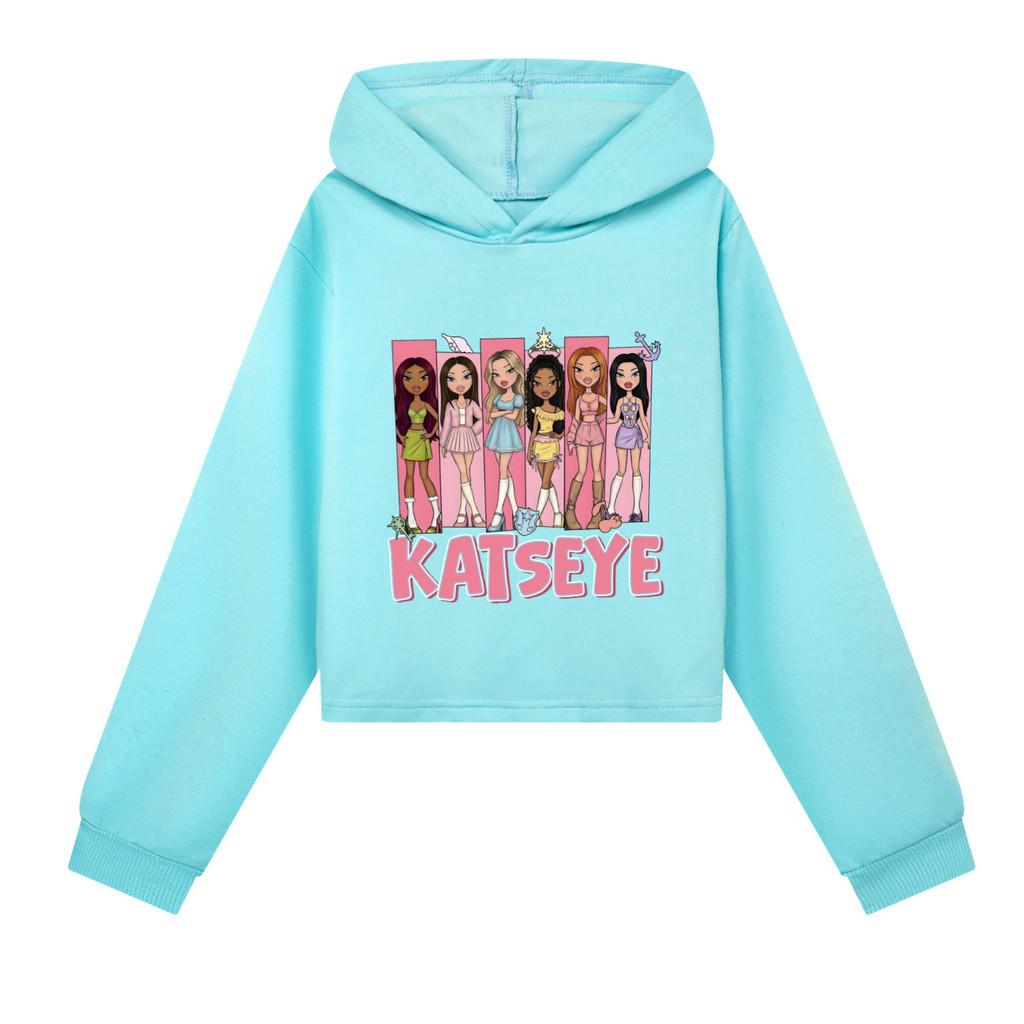 5349 Barn Flickor KATSEYE Tryckt Vardagliga Långärmade Huvtröjor