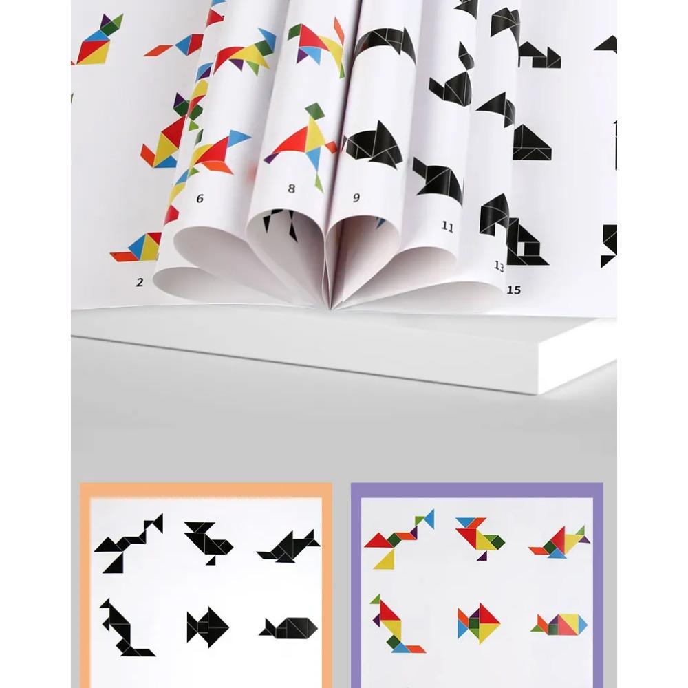 Wooden Jigsaw Magnetic Tangram Puzzle Book Educational Toys for Children Baby Kid Portable Montessori Learning Intelligence