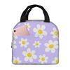 Insulated Lunch Box Daisy Flower Lunch Bag Spring Floral Reusable Bag Flowers Blue Cooler Tote Bags for Kids Teens Adults Girls