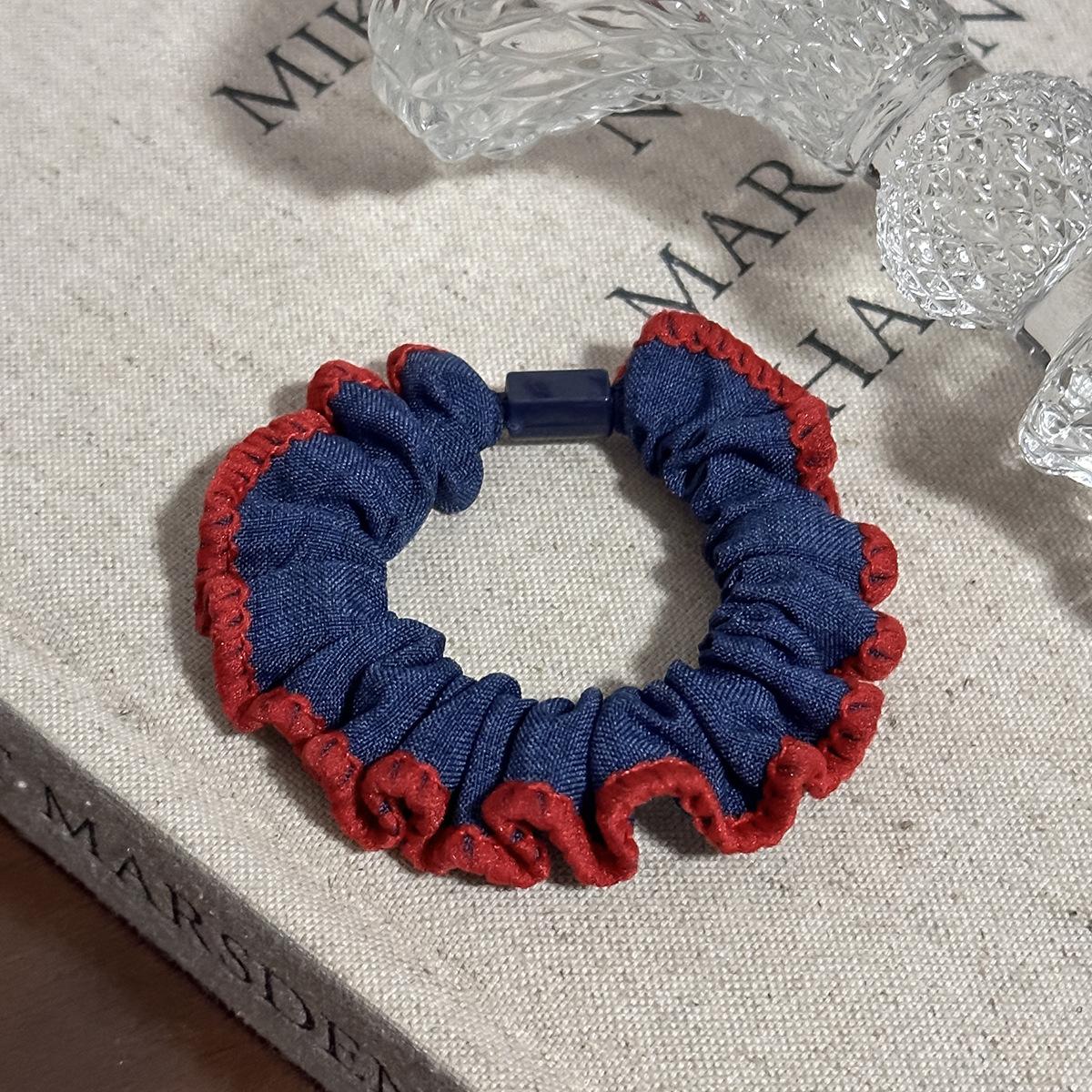 

Fashionable Lace New Lace Trim Elegant and Simple Ponytail Hairband with High Elasticity Elastic Band Hair Rope Head Rope Hair Accessory Bound-edge denim 3pcs темно-синього кольору
