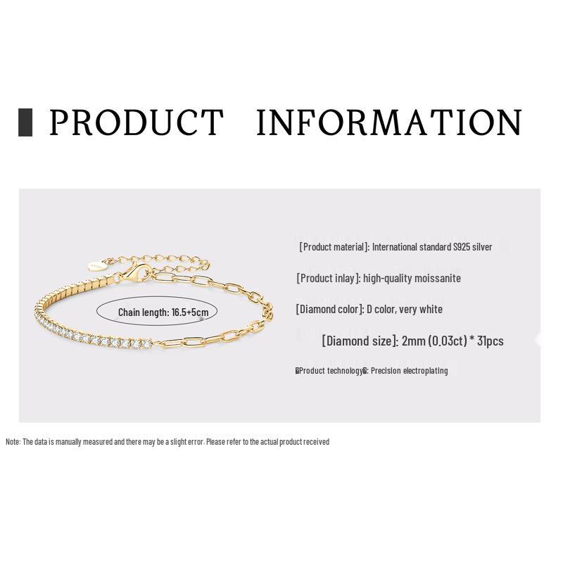 

Exquisite Women’s Full Diamond Tennis Bracelet, Sterling Silver S925, High-End Luxury Style 925 Silver