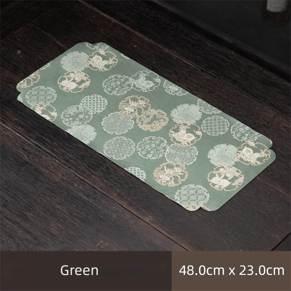 Creative Brocade Rabbit Tea Towel Chinese Style Waterproof Tea Mat Drink Coaster Space Decoration