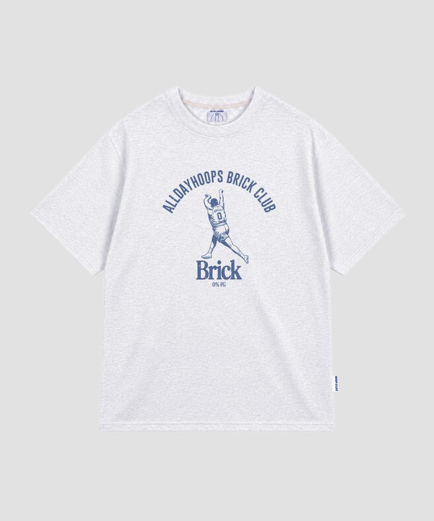ALL DAY HOOPS Brick Club Oversized Short Sleeve T-Shirt Melange White