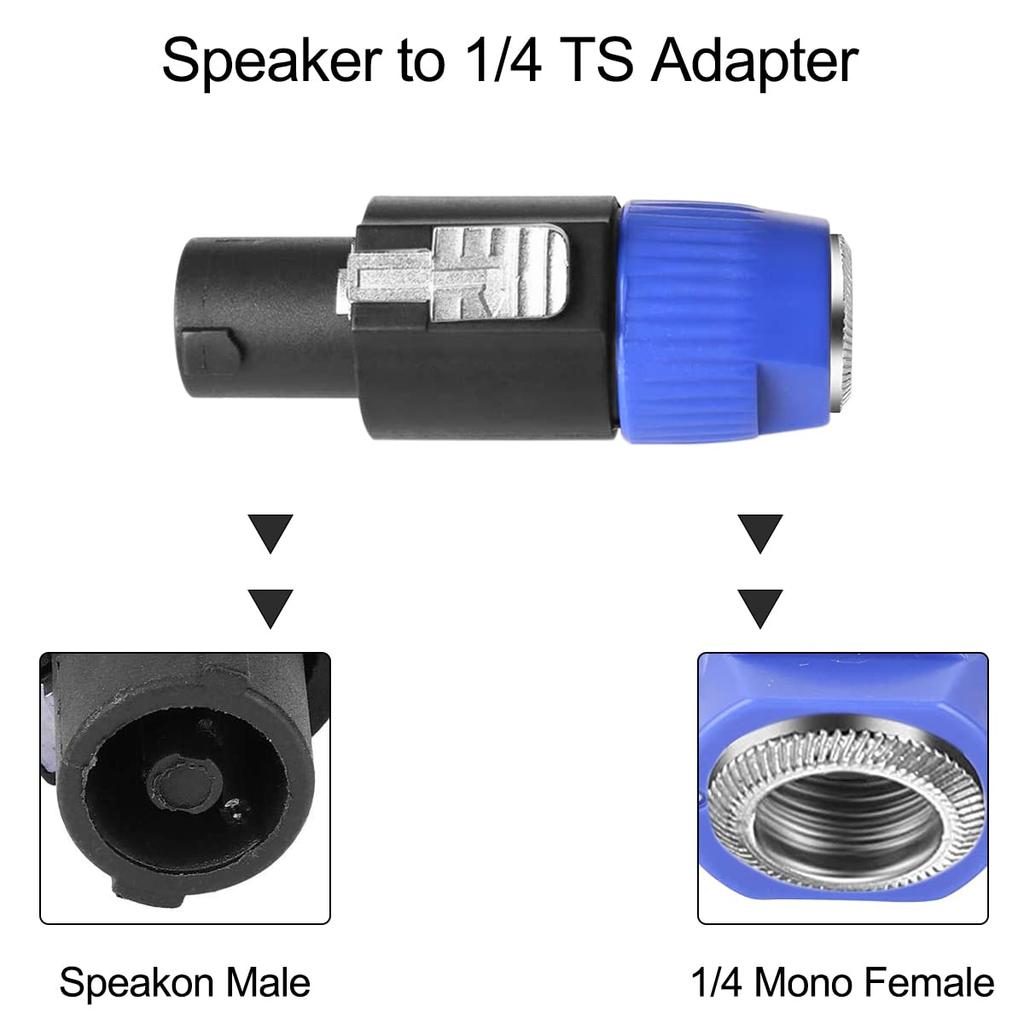 Xiatiaosann Speakon Adapter 4 Pole Speakon Connector Male TS Female Audio Plug for Neutrix Speakon NA4LJ NA4LJX NL4MP NL4MPR NL4FC NL4FX 4pcs - 6.35mm
