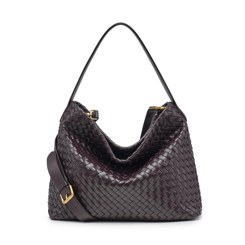Cross-border explosive woven bag women's matte suede slack bucket bag large capacity single shoulder oblique span tote bag wholesale