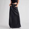 2025 High-Waisted Minimalist Denim A-Line Midi Skirt