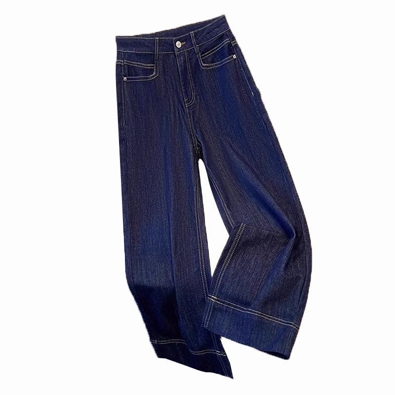 Damen Petite Fleecegefütterte High-Waist Wide-Leg Jeans für Herbst/Winter 2024
