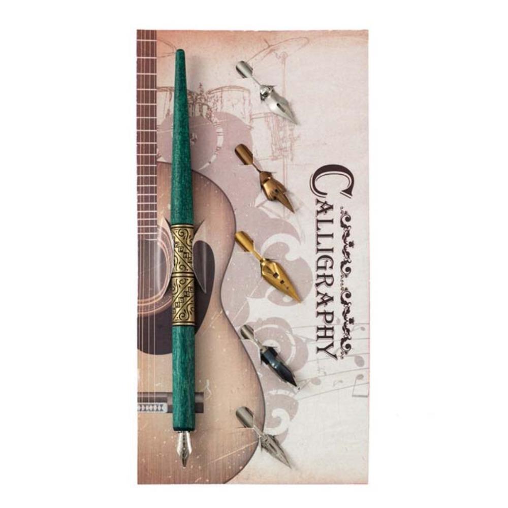 Animation Lettering Calligraphy Pen Wood Handle Dipping Pen Multifunction Dip Pen Set  Hand Writing зелёный
