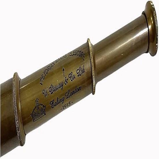 Victorian Nautical Marine 18" messingteleskop - med skinndeksel - Spyglass kopi