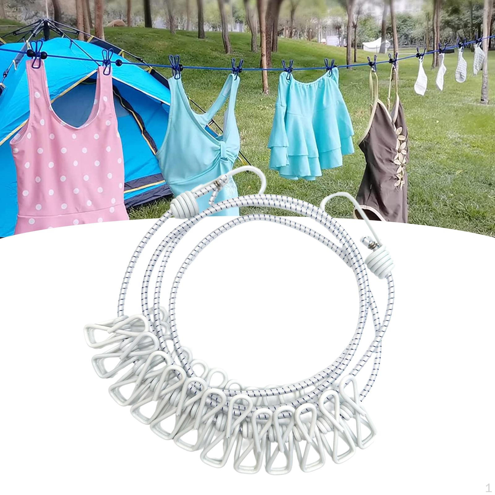

Кемпинговая бельевая веревка ветрозащитная функциональная вешалка для сушки эластичная веревка, бельевая веревка для White