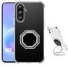 Case for Samsung Galaxy A57 5G, Transparent Shockproof Silicone with Octagonal Metal Stand