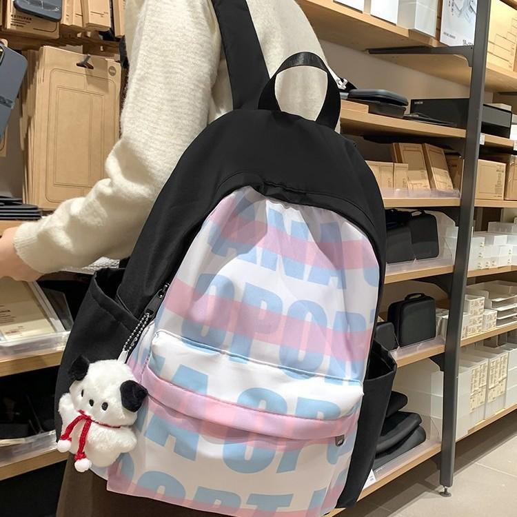Schoolbag Mori men's and women's high-value, dirt-resistant, lightweight, versatile letter printing, large-capacity schoolbag, backpack for junior hig
