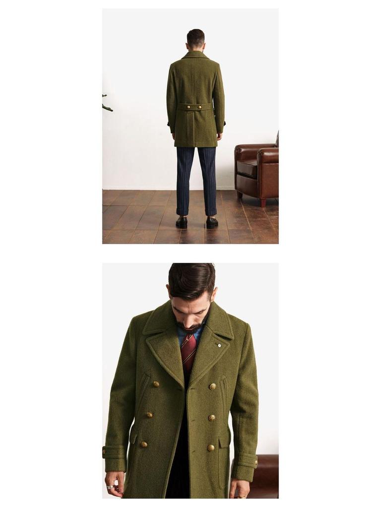 2023 Herren Britischer Mittellanger Wollmantel - Herbst/Winter Langarm Oberbekleidung