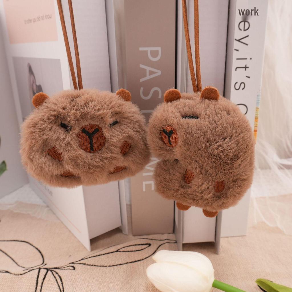 Capybara Plush Keychain with Name Tag - Backpack Ornament & Gift for Friends/Couples (Autumn/Winter)