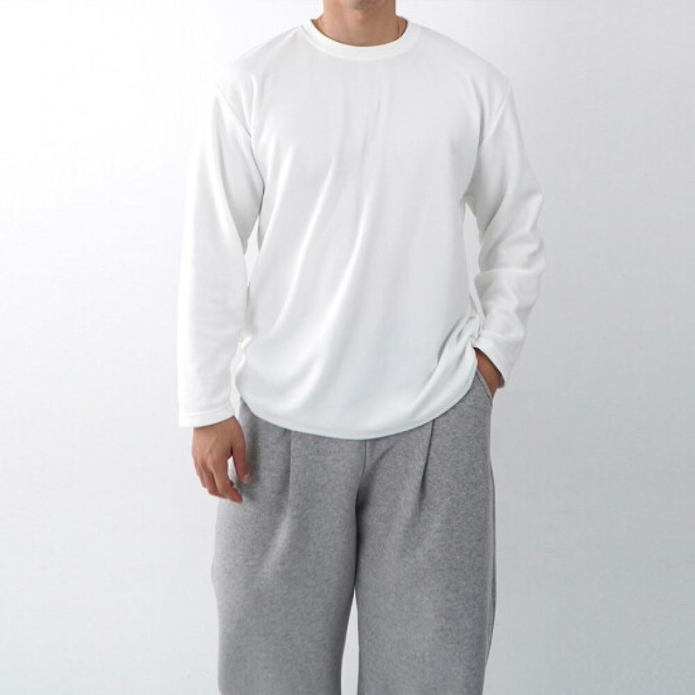 Onl Men S Fleece Wrinkle Free Long Sleeve T ShirT whiTe