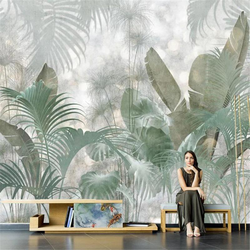 Tropical Plants Decorative Wallpaper Bananas Cement Wall Paper Living Room Sofa Home Background Mural
