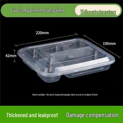 JingJingRS Disposable 5-Compartment Meal Prep Containers