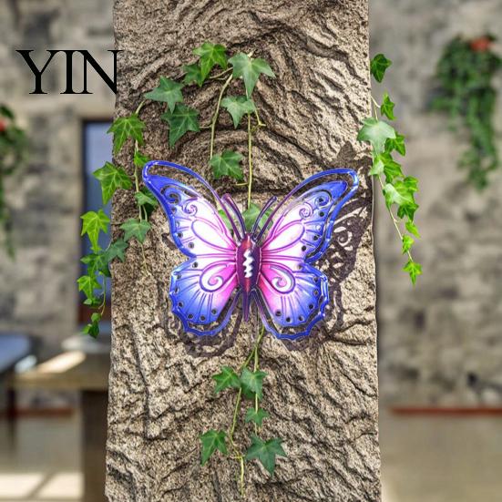 Waterproof Metal Wall Ornaments Butterfly Decorations, Garden Art Sculpture, Decorative Pieces Weatherproof Hanging Decor for Patio Fence Home