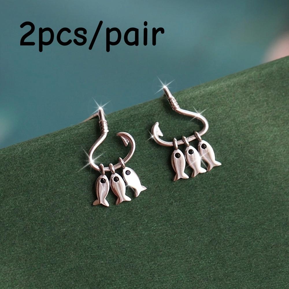 

1 pair of unique fish hooks, 3 small fish short tassel earrings, simple and cute earrings for girls 1 pair