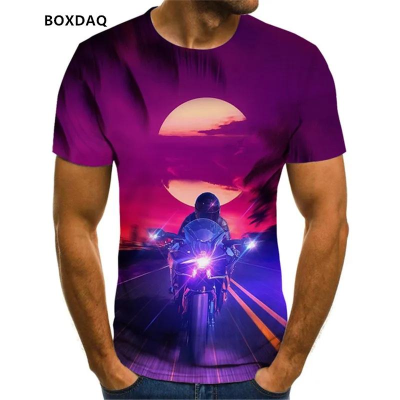 Men's Motorcycle Cool Racing Driver T-Shirts Summer Short Sleeve 3D Print Moto & Biker Street Style Male Tees 6XL Plus Size Tops