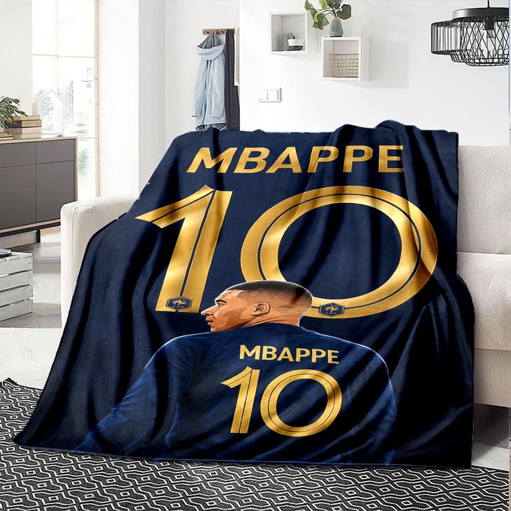 Star Player Kylian Mbappé Blanket Warmthful Decor Perfect for Office Office Chair Seaside Four Seasons Multipurpose Modern