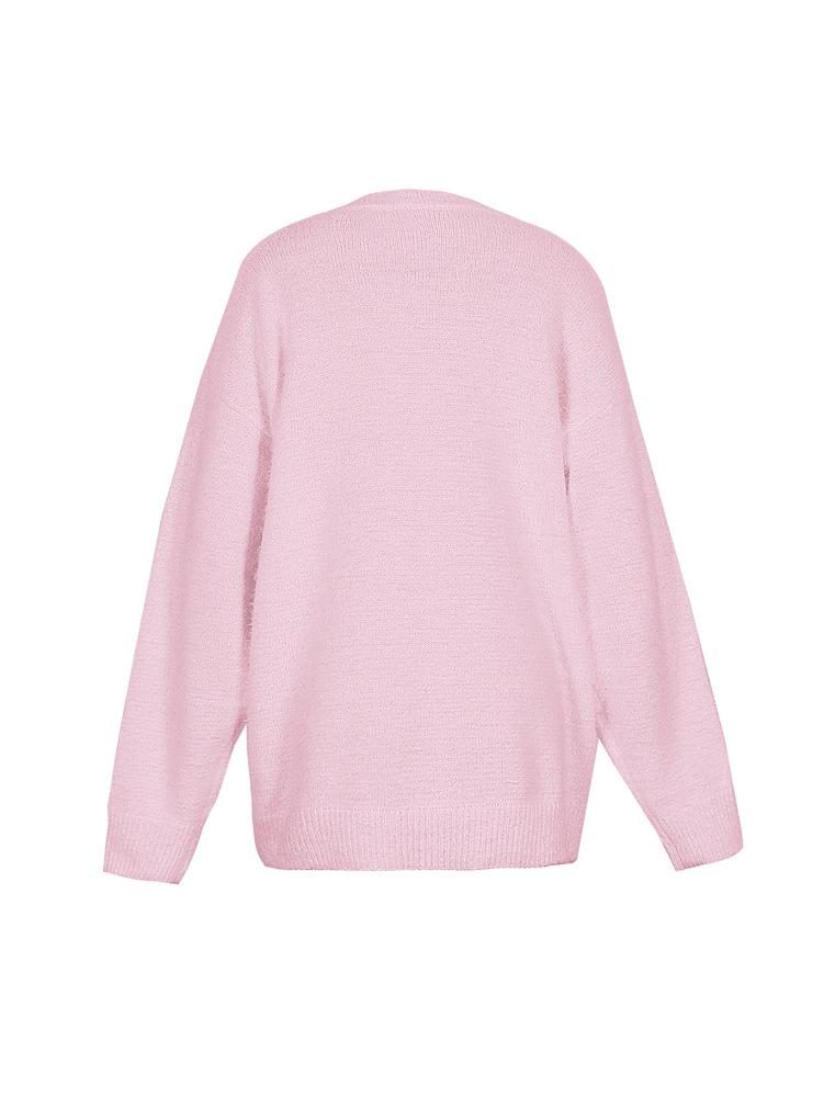 2025 A/W V-Neck Beaded Solid Color Sweater for Women