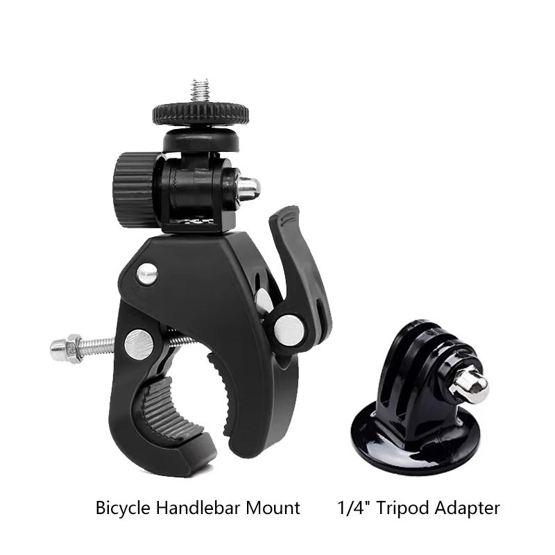 Bike Handlebar Clamp Mount 1/4 Screw 180 Adjustable Bicycle Holder for GoPro Insta360 DJI Action Camera LED Light 1/2/3/5/10 PCS