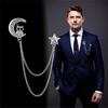 Men's Fashion Suit Brooch Simple Diamond Tassel Metal Wedding Dress Suit Brooch Collar Pin