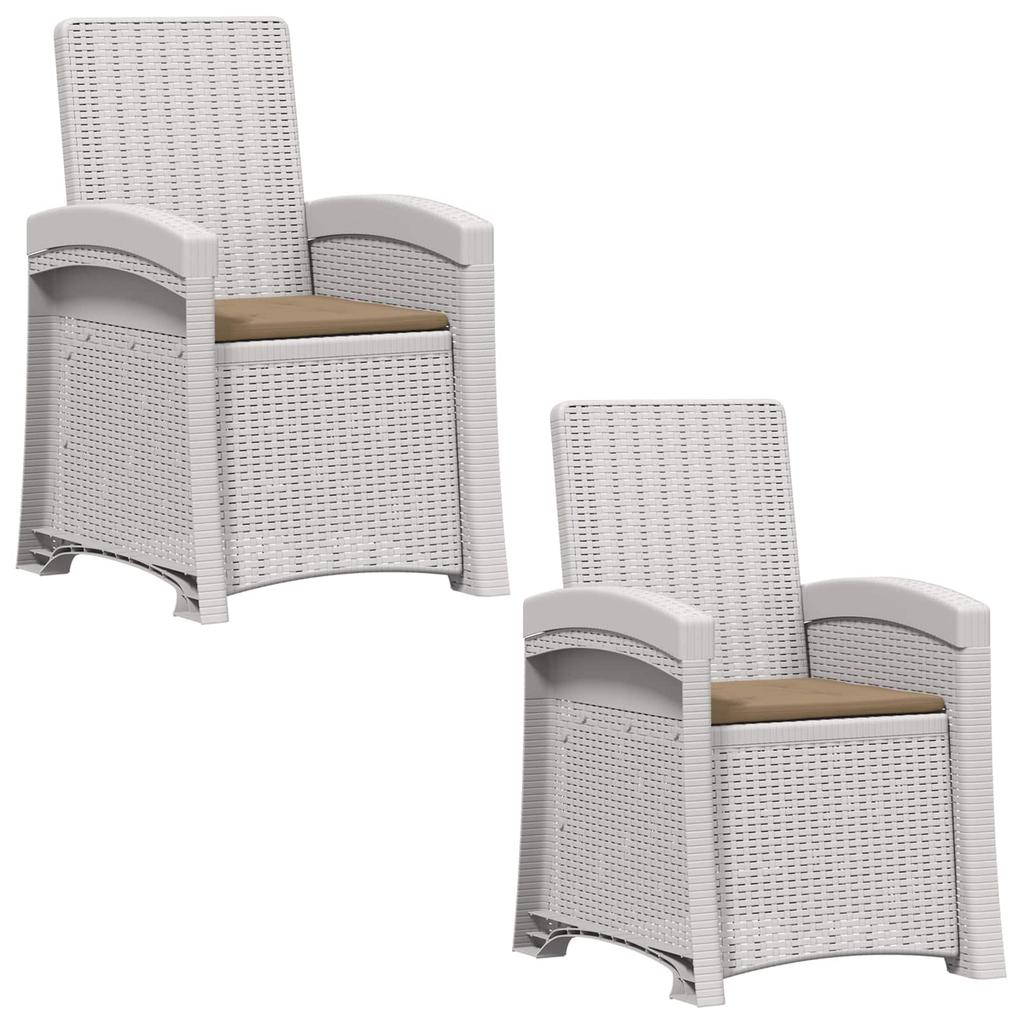 Garden Lounge Chairs Rattan Look 2 pcs White and Taupe PP