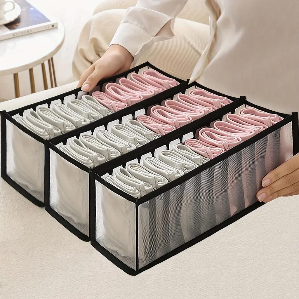 3 Stück-Unterwäsche-Schubladen-Aufbewahrungsbox, Heim-Gitter-Socken-Sortierbox, Kleiderschrank, Schlafsaal-Aufbewahrungstasche