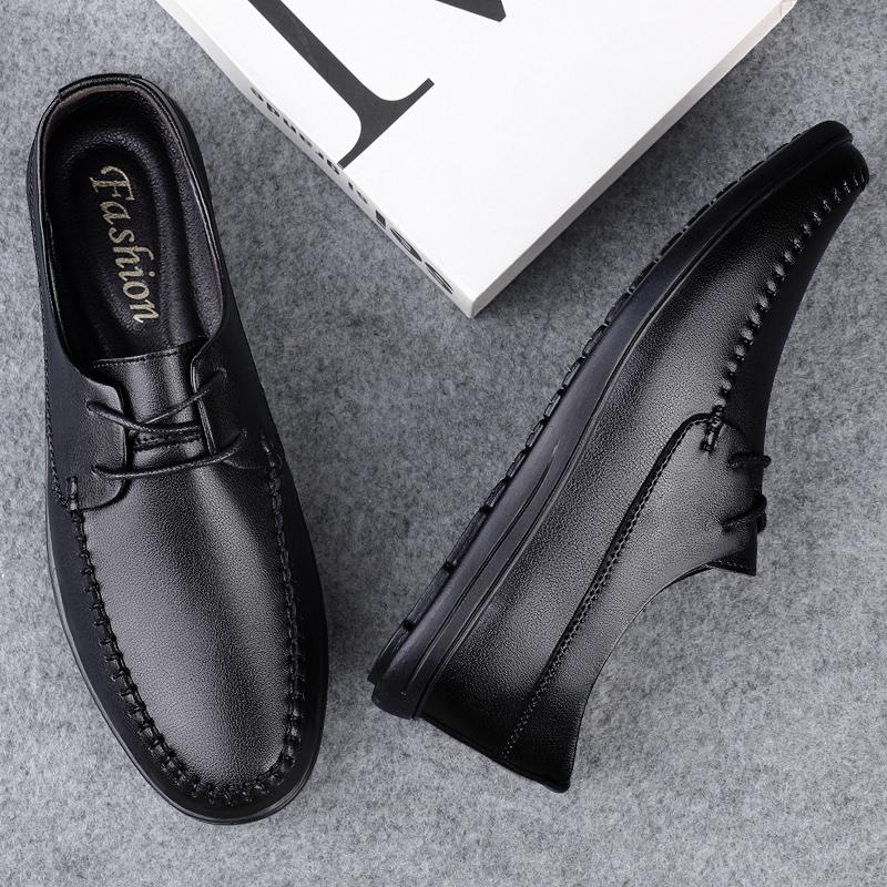 Newest 2022 Fashion Men'S Shoes Casual Split Leather Oxford Shoes Men Flats High Quality Man Soft Comfortable Loafers Black Brown