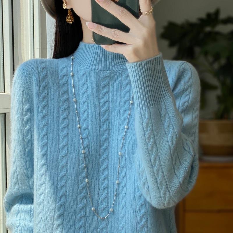Women's Cashmere Sweater Qinghe Cashmere 30% Cashmere 70% Wool Autumn and Winter Pullover Warm and Fashionable