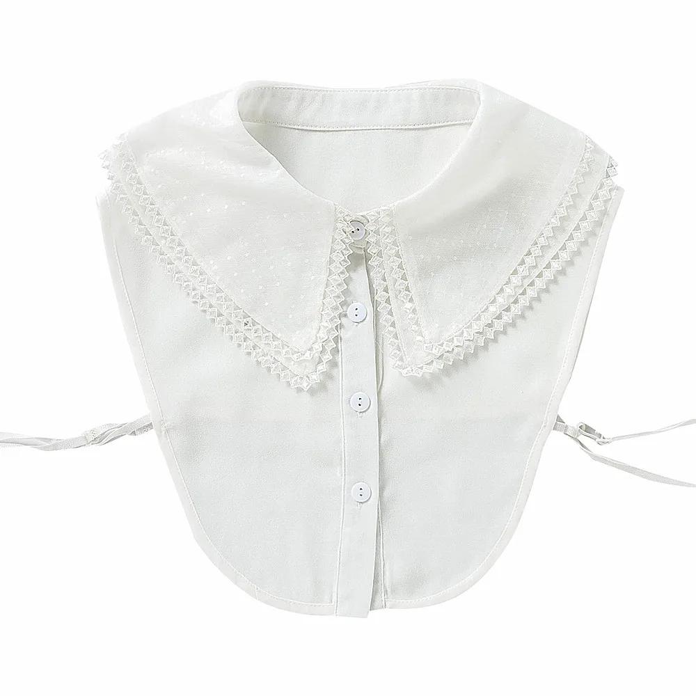 Women Solid Detachable Lapel Choker Necklace Double Layer Shirt False Collar Female White Detachable Shirt Fake Collar Decor