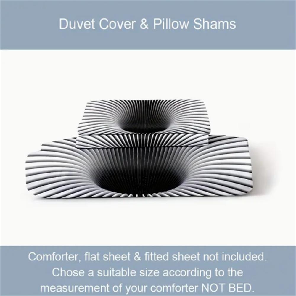 3-Piece Black Hole Print Duvet Cover Set - Soft, Breathable, and Comfortable All-Season Bedding with Zipper Closure and Digital