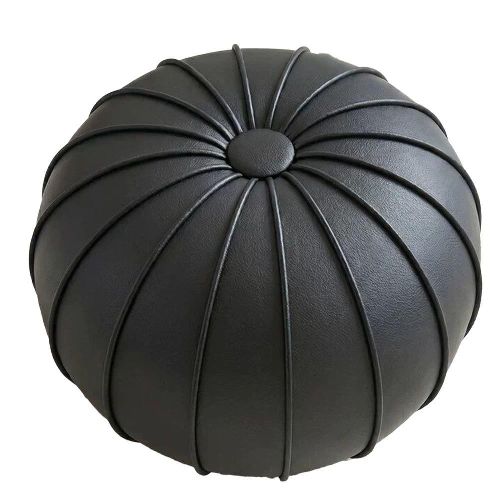 PU Leather Pouf Ottoman Cover Unstuffed Storage Bag Modern Shoe Stool Cover Home Use