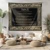 Elegant Psalm 23 Tapestry, Whimsical Black And Gold Scripture Print With Ornate Border For Cozy Christian Home Decor