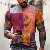 Halloween T Shirt Men's Casual Round Neck Blood Splatter Pattern Tops Horror Bloody Printed Short Sleeve Tops