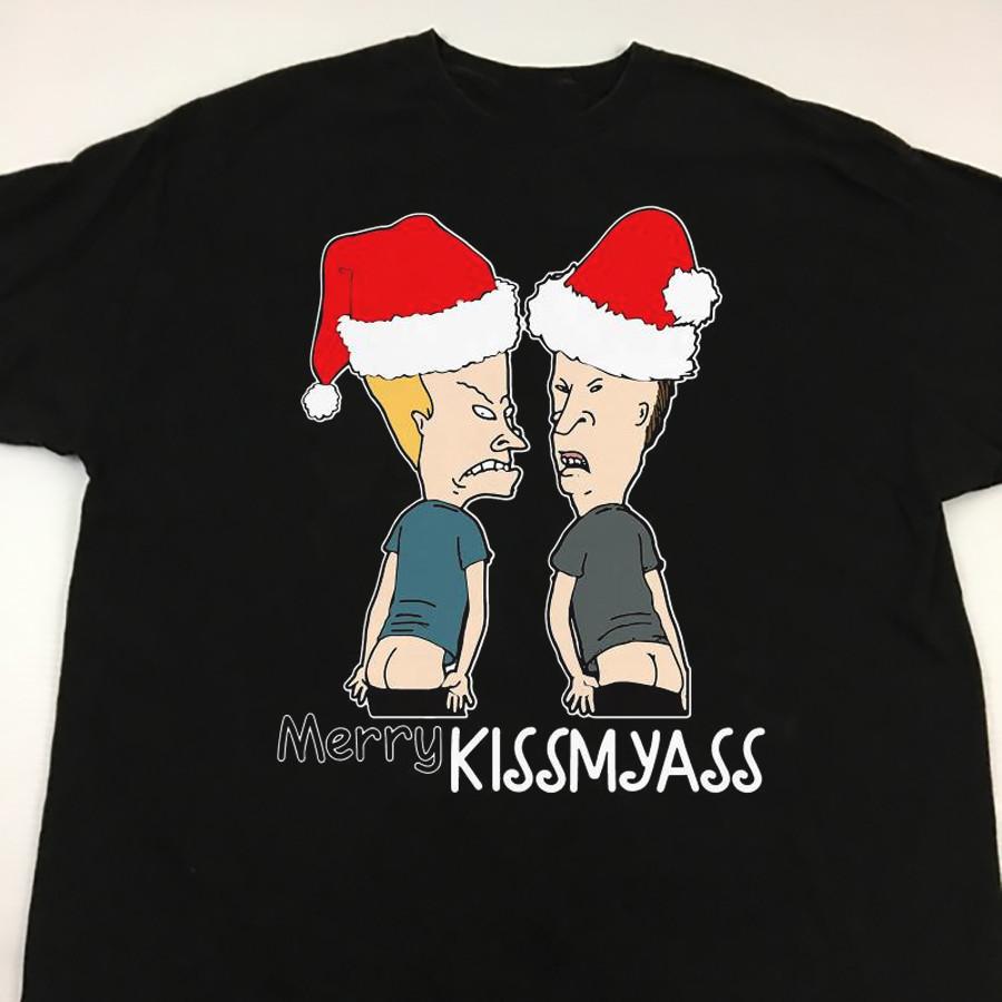 Happy Beavis And ButtHead Merry Kissmyass Christmas Shirt D607 Unisex T-Shirt S