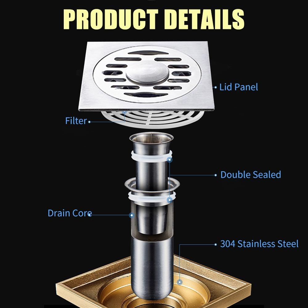304 Stainless Steel Floor Drain Removable Cover Sink Strainer Durable Drain Protector Shower Area