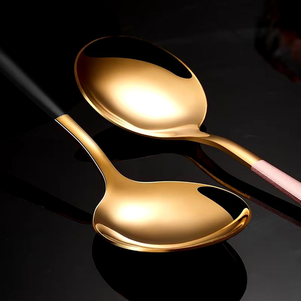 4pcs Household Black Gold Cutlery Set Chopsticks Spoon Gold Stainless Steel Kitchen Dinnerware Set Tableware Set