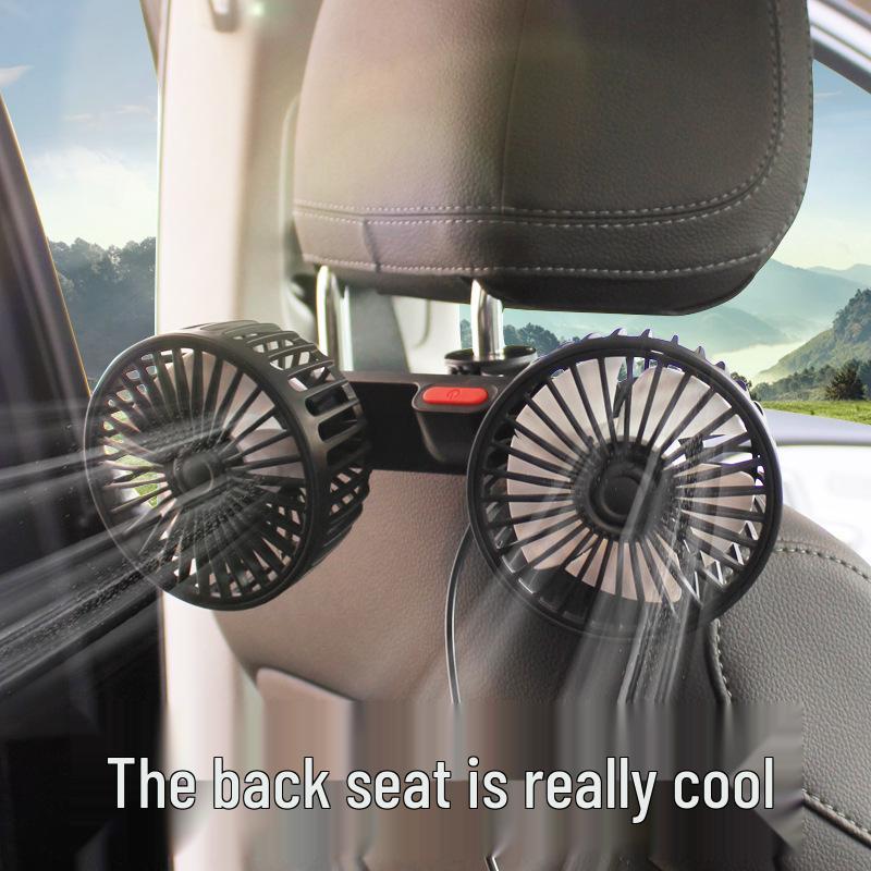 Dual Head 12V/24V USB Car Fan for Powerful Interior Cooling