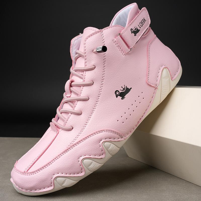 Herren Leder Casual Sneaker Weiche Sohle Runde Zehe Bequeme Paar Loafer Luxus Mode Wandern Frauen Stiefeletten