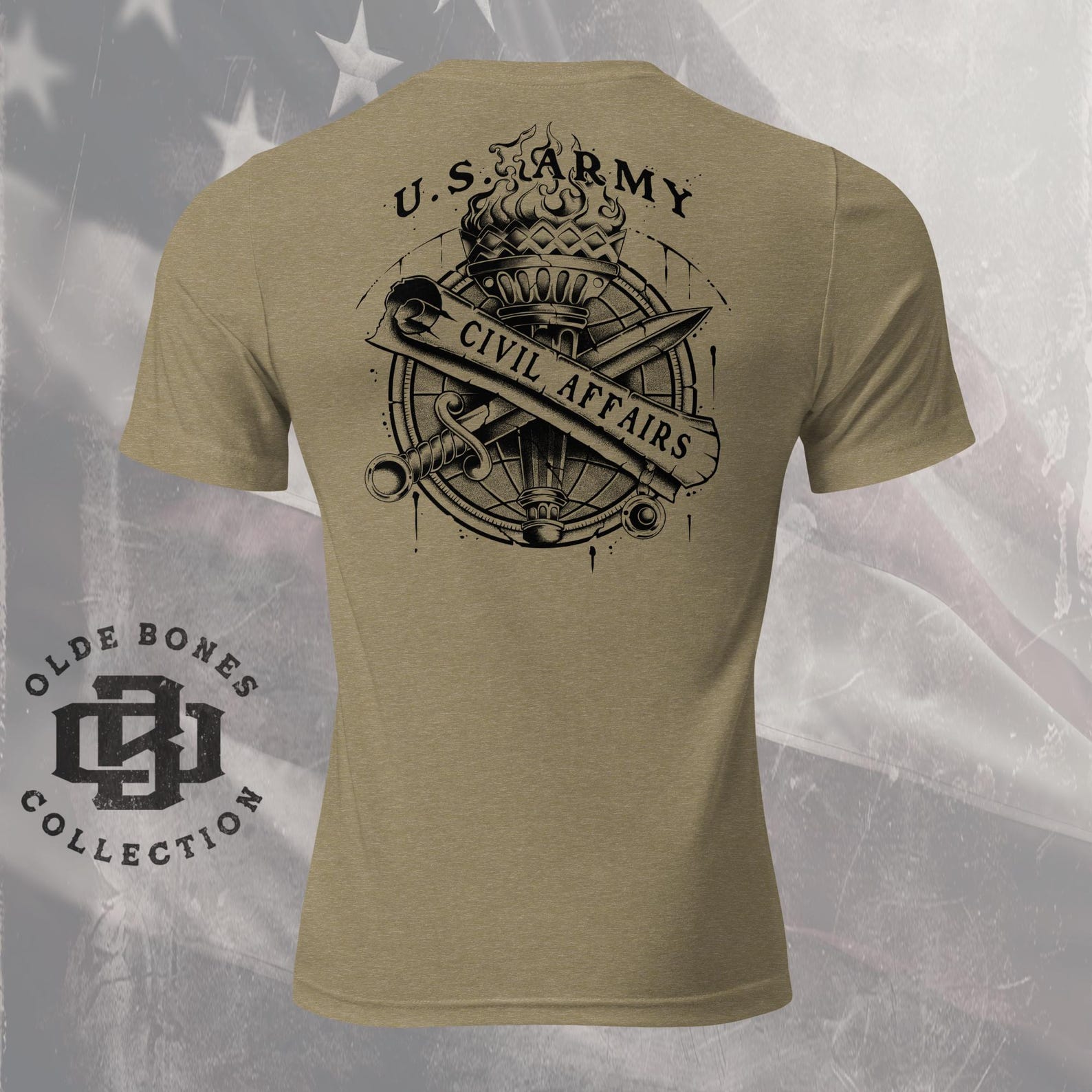 Army Civil Affairs Shirt, Tri-Blend Olive Military T-Shirt, Army Shirt 4XL