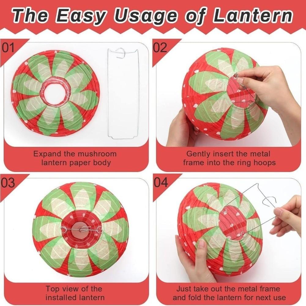 3PCS Pink Red Color 3D Strawberry Lantern Strawberry Shape 3D Design Paper Lantern Handheld Type Hanging Pendant Folding Lantern