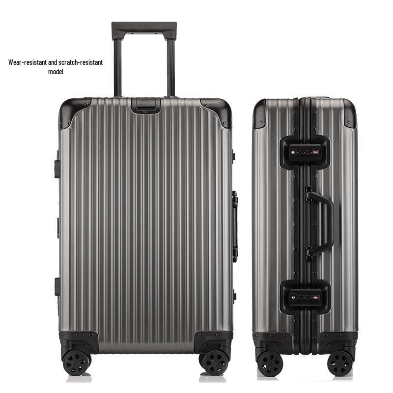 Premium Aluminum-Magnesium Alloy Suitcase with Universal Wheels - Fashionable Hard Shell Luggage for Students