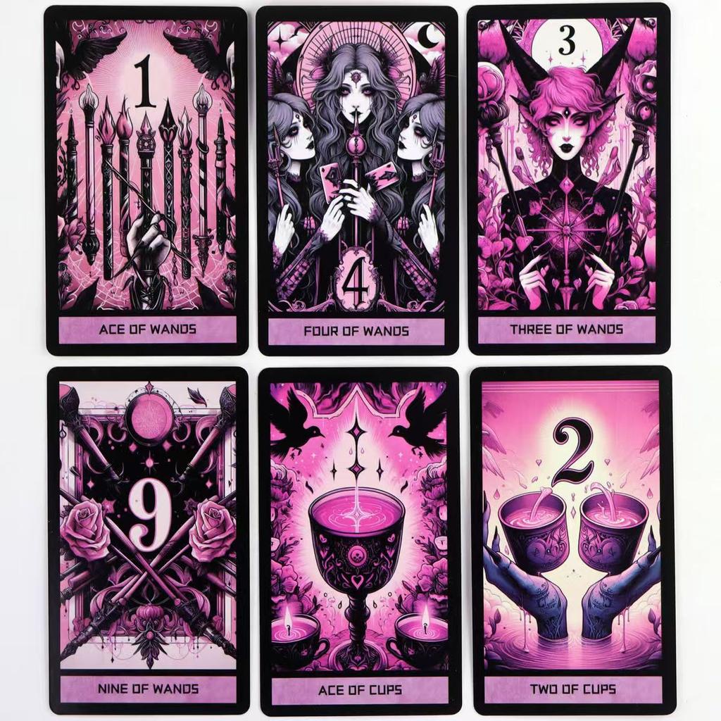 Pink Gothic 10.3*6cm Themed 78 Pcs Tarot Cards