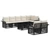 Garden Sofa Set 9 Pieces Black and Cream White Poly Rattan