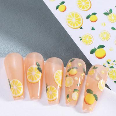 Fruit Nail Art Stickers Self-adhesive Lemon Strawberry Blueberry Manicure Decor Decals Easy Apply Home Salon DIY Nail Supplies