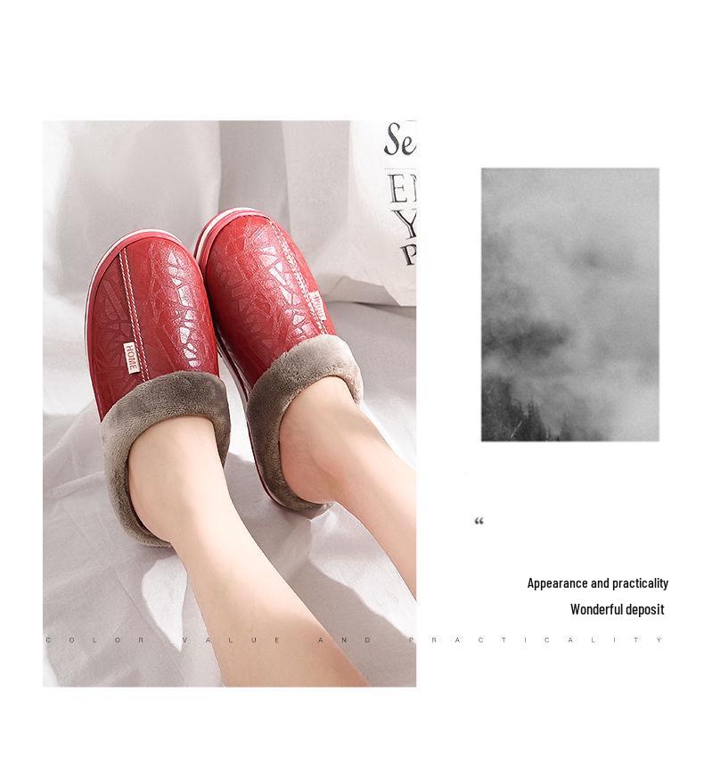 Men's Extra Large Waterproof Cotton Slippers - Winter Indoor Non-slip Warm Shoes