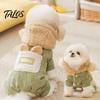 Cold Weather Dog Wear Quilted Jumpsuit, Cozy Pet Four-Legged Outfit, Hoodie with Cute Thickened Jacket Plush Ears, Warm Onesie Clothes for Small Dogs